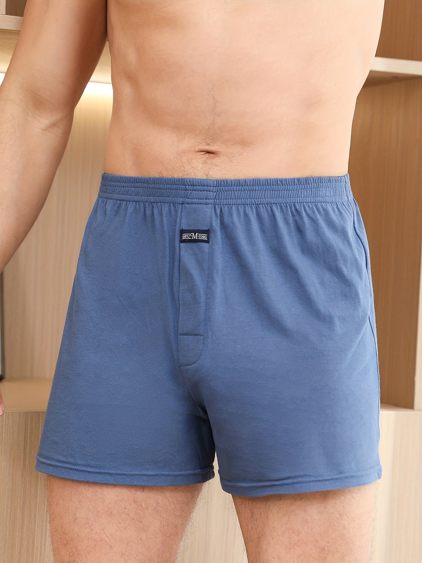 Premium Cotton Men's Plaid Boxers - High-Waist, Button Detail, Comfort Stretch, Easy Care, Casual & Stylish