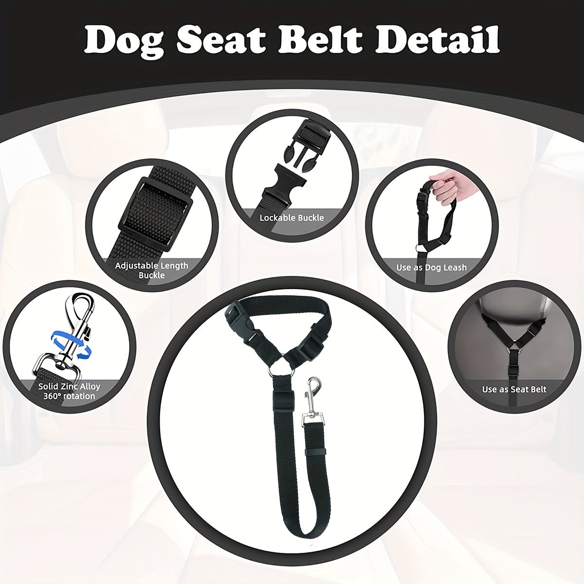 Secure Pet Car Tether Safety Leash - 1pc Dog Seat Belt Vehicle - Dog Seatbelt Bu