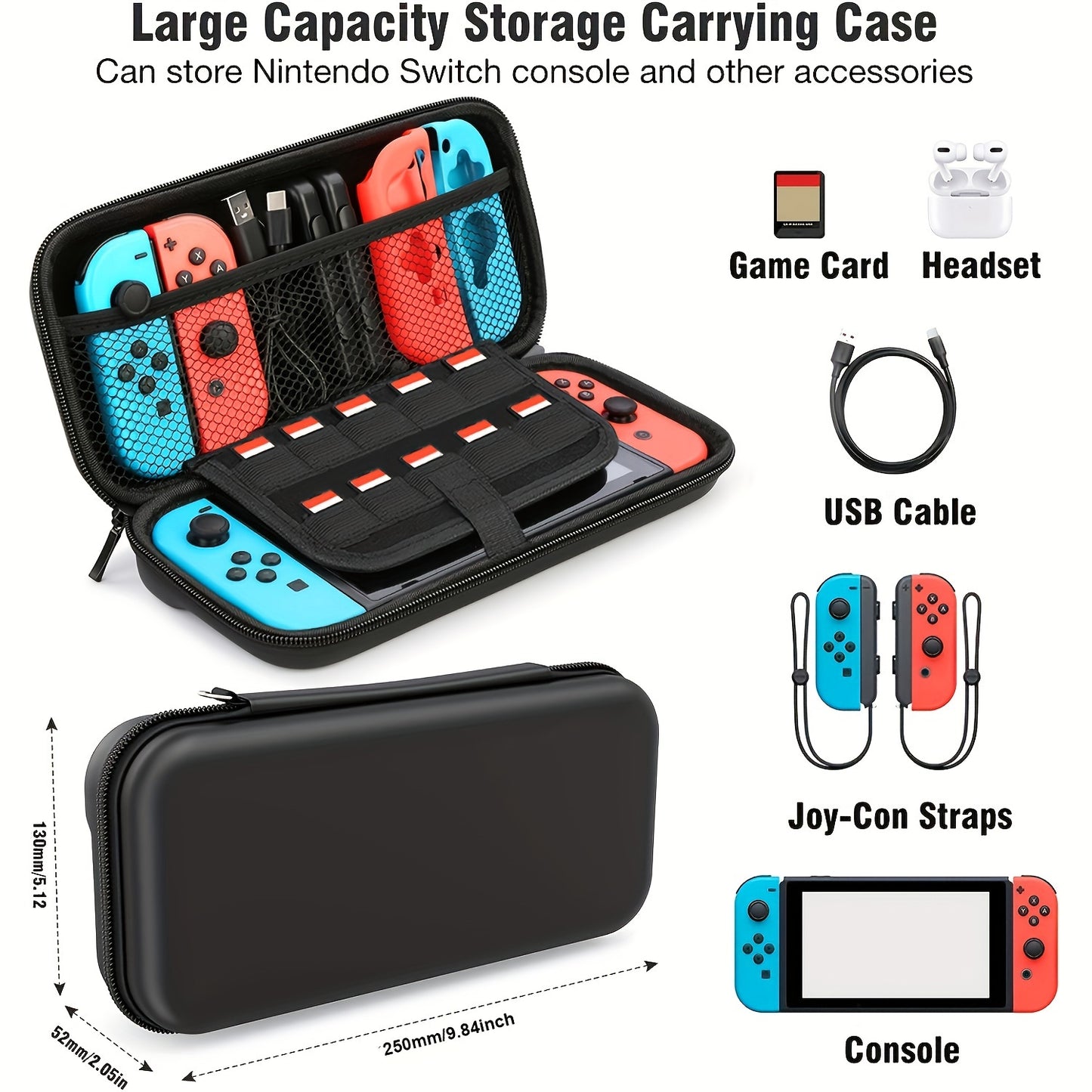 Waterproof Nintendo Switch Carry Case - Durable & Slim-Fit Hard Protection - Secure Storage for Console, Games, Accessories, and Controllers - Perfect for On-the-Go Gamers