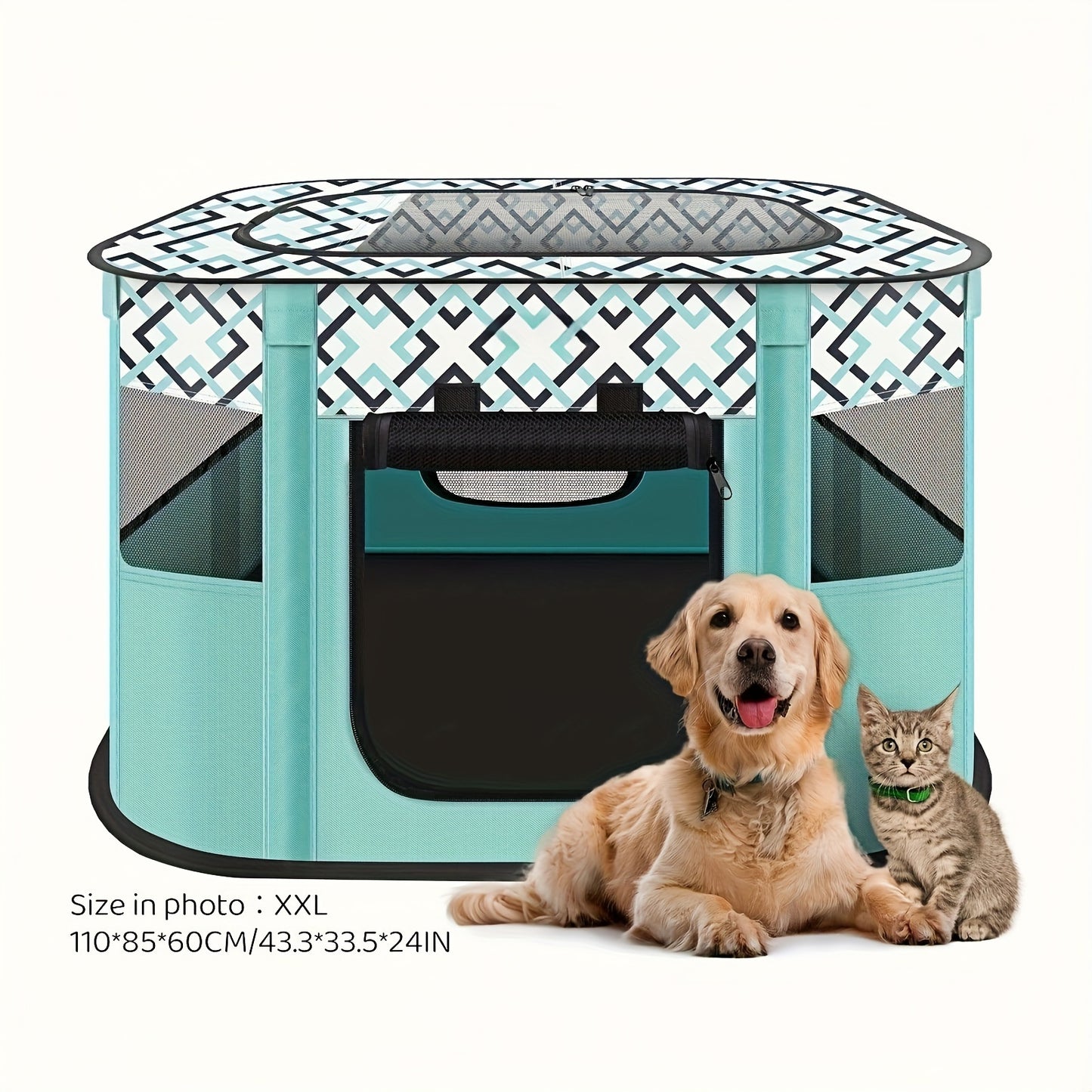 Pet Playpen For Large Dogs, Dog Playpen For Medium Large Dogs/Puppy/Cat/Rabbit/Chick Wit, Cat Playpen Puppy Kitten Playpen Portable Dog Exercise Kennel Indoor Pet Animal Playpen Dog Cat Crate For Outdoor Travel Camping, With