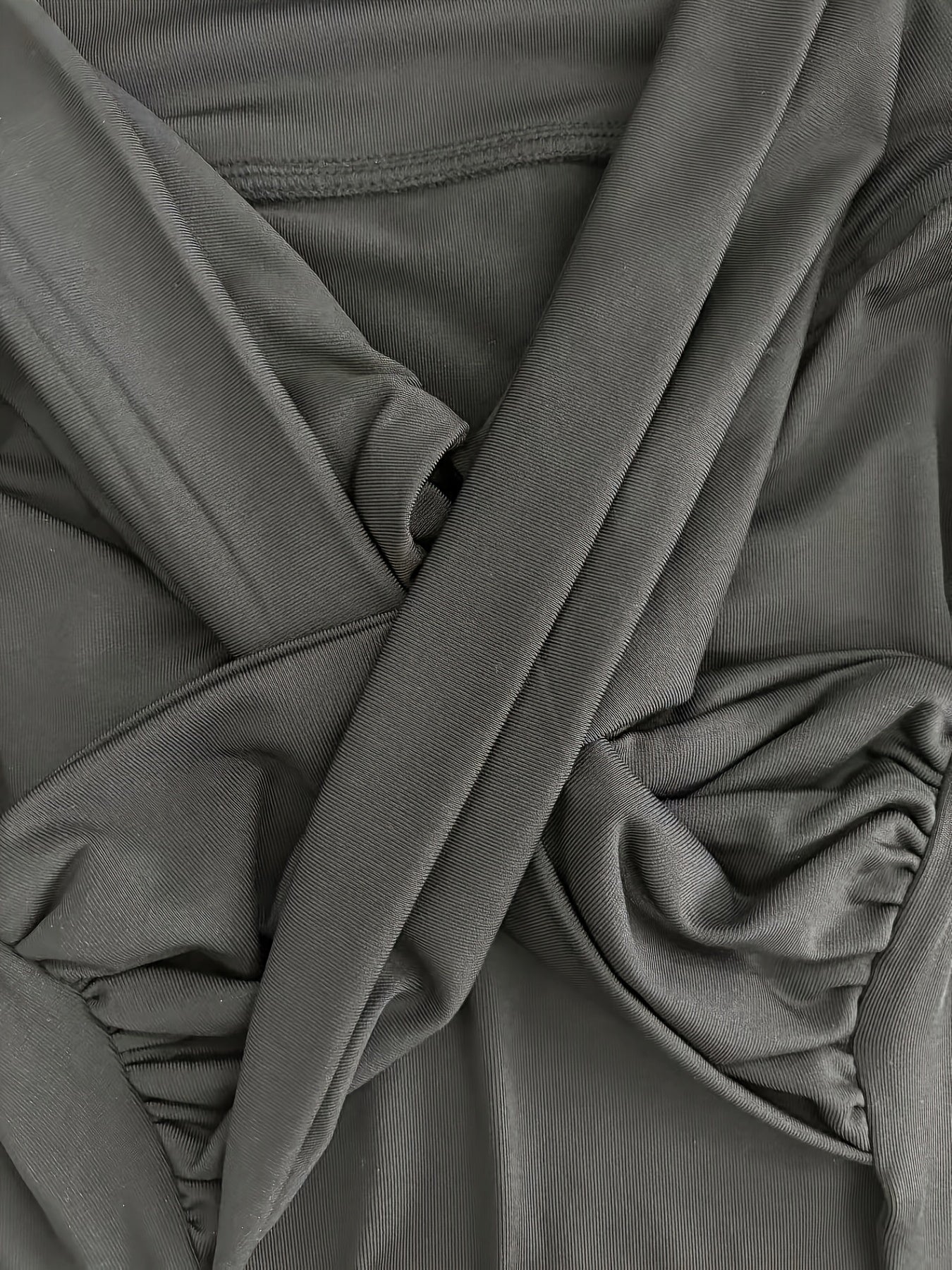 Elegant Off-Shoulder V-Neck Jumpsuit for Women - Chic Solid Black, Slim Waist, Long Sleeve, Casual Summer Style, Polyester & Elastane Blend, Perfect for Home or Office Wear