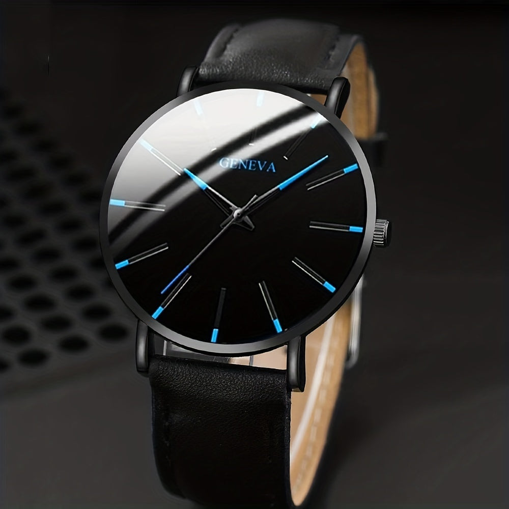 Elegant Men's Quartz Watch with Matching Bracelet and Necklace