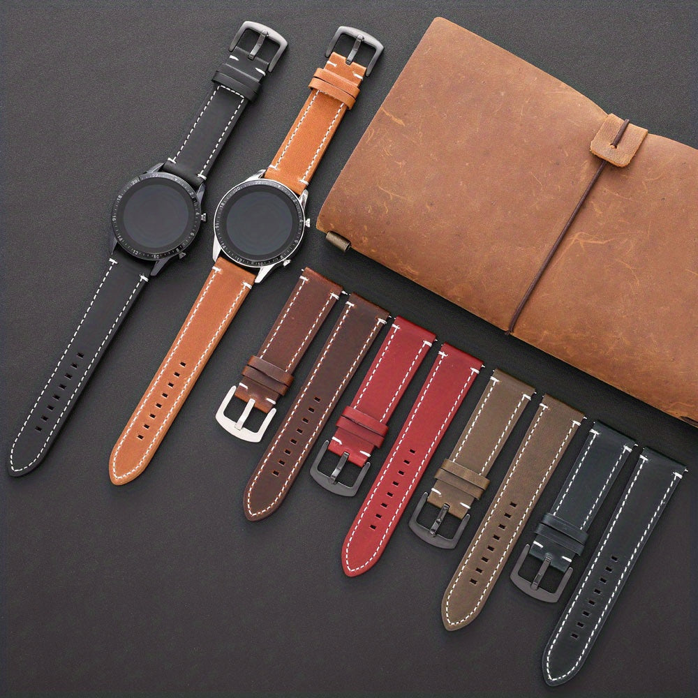 Leather Watch Band, Quick Release Strap, Retro Top Layer Cow Leather, Switch Spring Bar, 20mm, 22mm, 24mm Black Buckle, Ideal Choice For Gifts