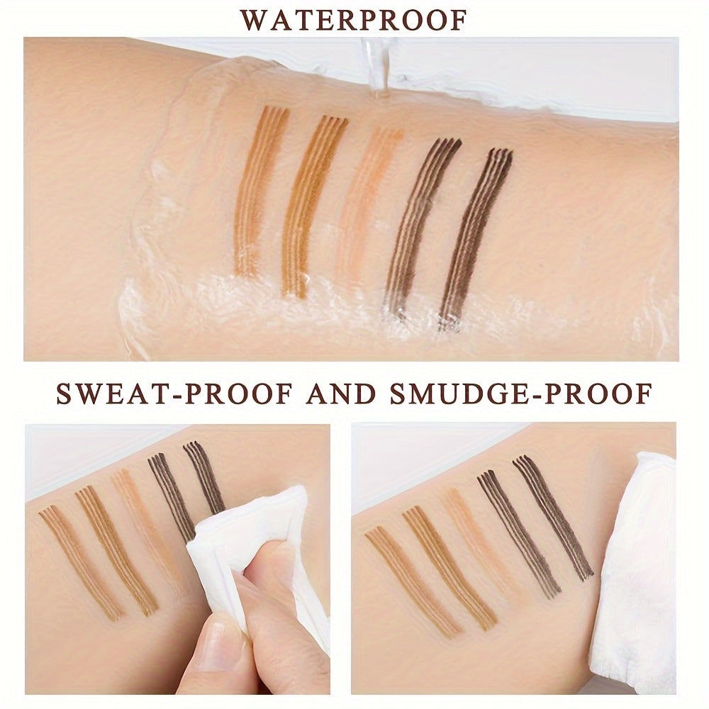 Waterproof Eyebrow Pen, Microblading Eyebrow Pencil With 4 Split Head, Natural Looking Brows Makeup ( 5 Colors )