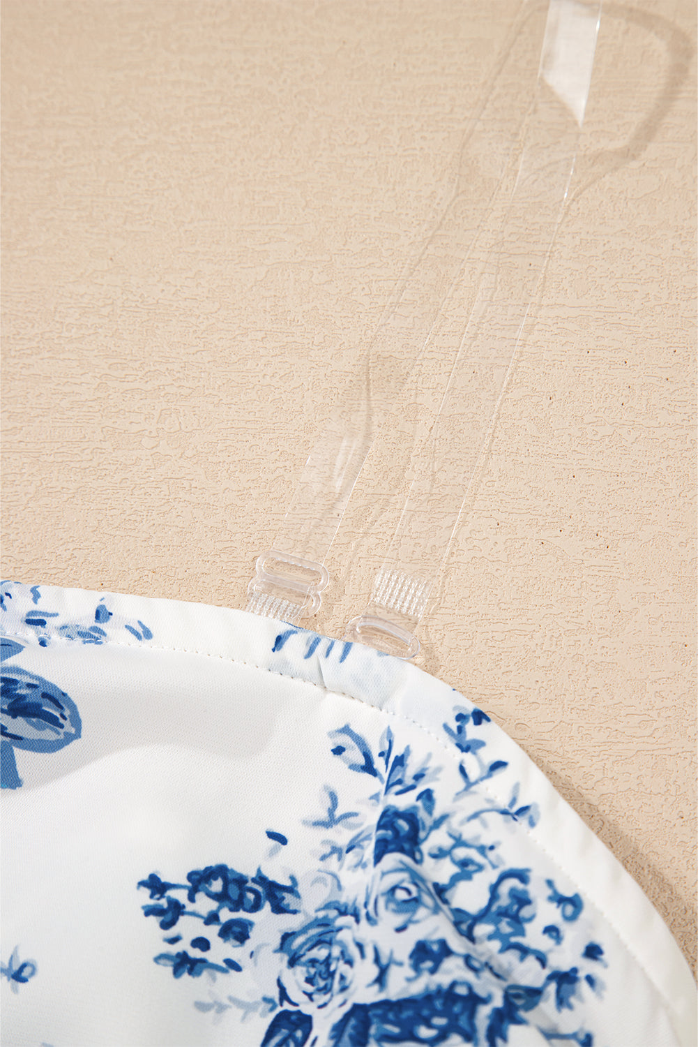 Sky Blue Floral Print Strapless Zipped Back Knot Waist Ruffled Romper