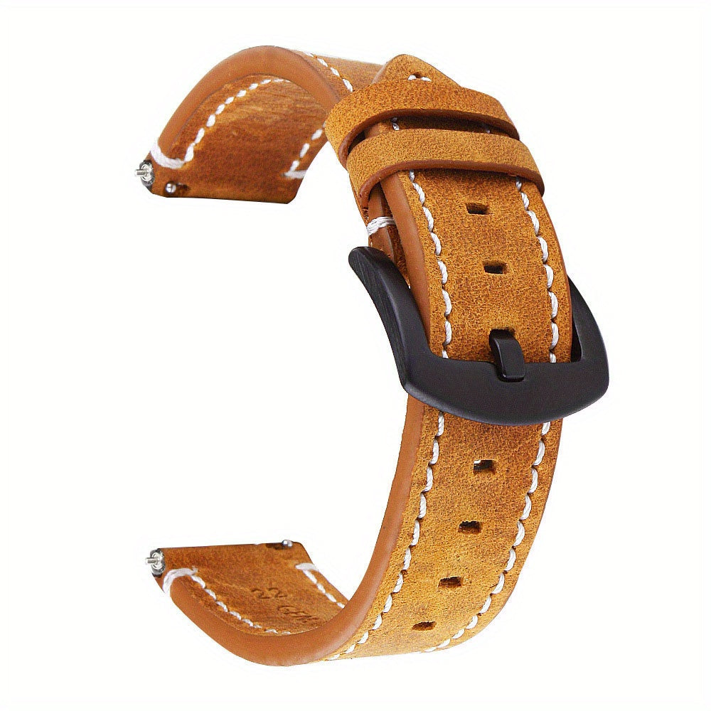 Leather Watch Band, Quick Release Strap, Retro Top Layer Cow Leather, Switch Spring Bar, 20mm, 22mm, 24mm Black Buckle, Ideal Choice For Gifts