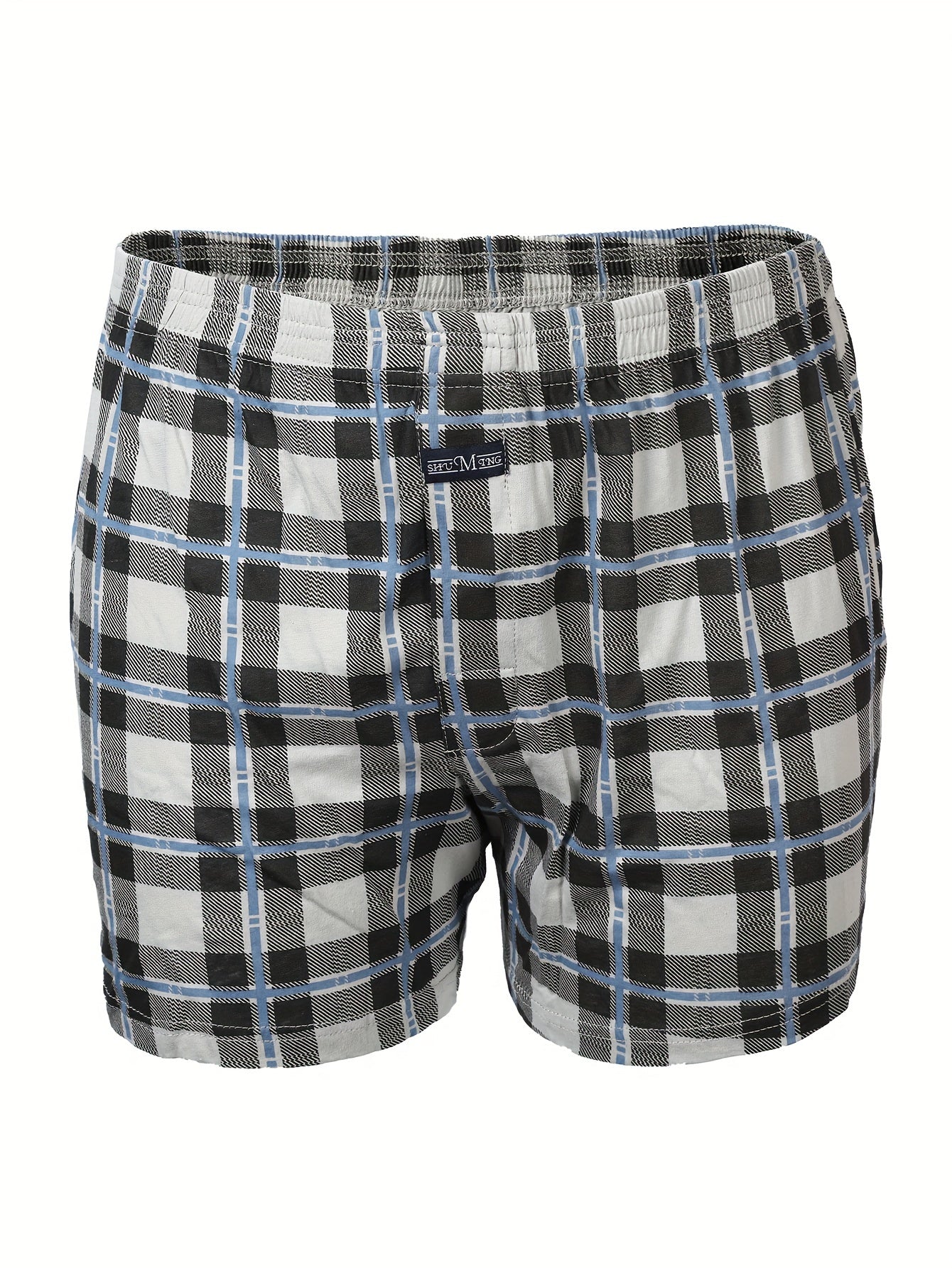 Premium Cotton Men's Plaid Boxers - High-Waist, Button Detail, Comfort Stretch, Easy Care, Casual & Stylish