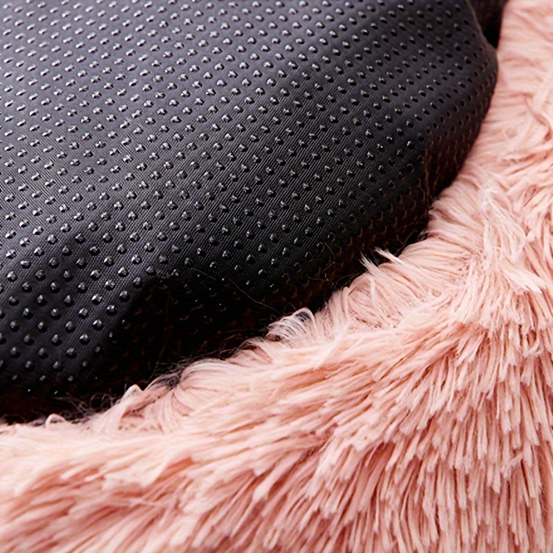 Cozy Luxurious Plush Donut Pet Bed - Hooded, Non-Slip Bottom, Easy to Clean - for Cats & Small Dogs, Perfect for Winter Comfort
