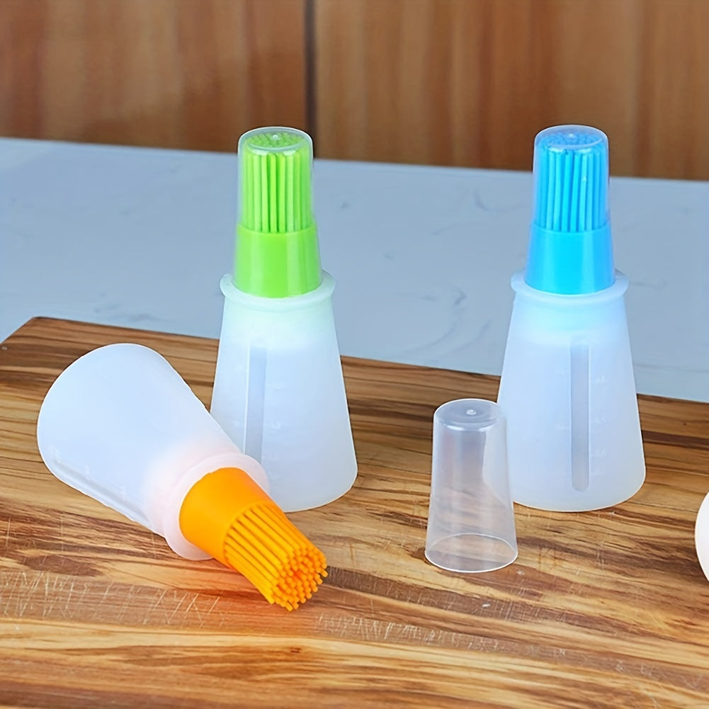 1pc Multi-Use Silicone Oil Brush and Dispenser - Easy-to-Clean, Leakproof, for Grilling, Baking & BBQ