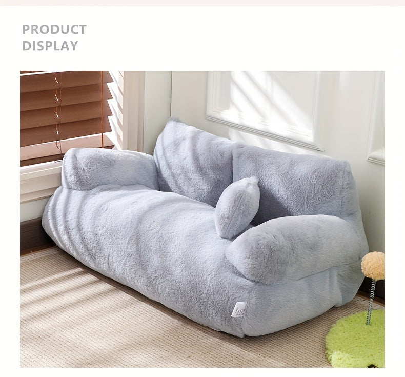 Grey Washable Non-Slip Cozy Winter Pet Bed Cats & Dogs - Soft Fiber Fill Polyest