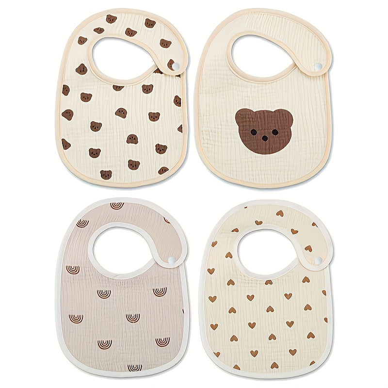 2pcs/Pack Adorable U-Shaped Soft Cotton Bibs - Gentle on Skin, Water-Friendly, Snap Closure, Perfect for Messy Eaters, Drooling, and Feeding Time - Unisex Design for Boys and Girls