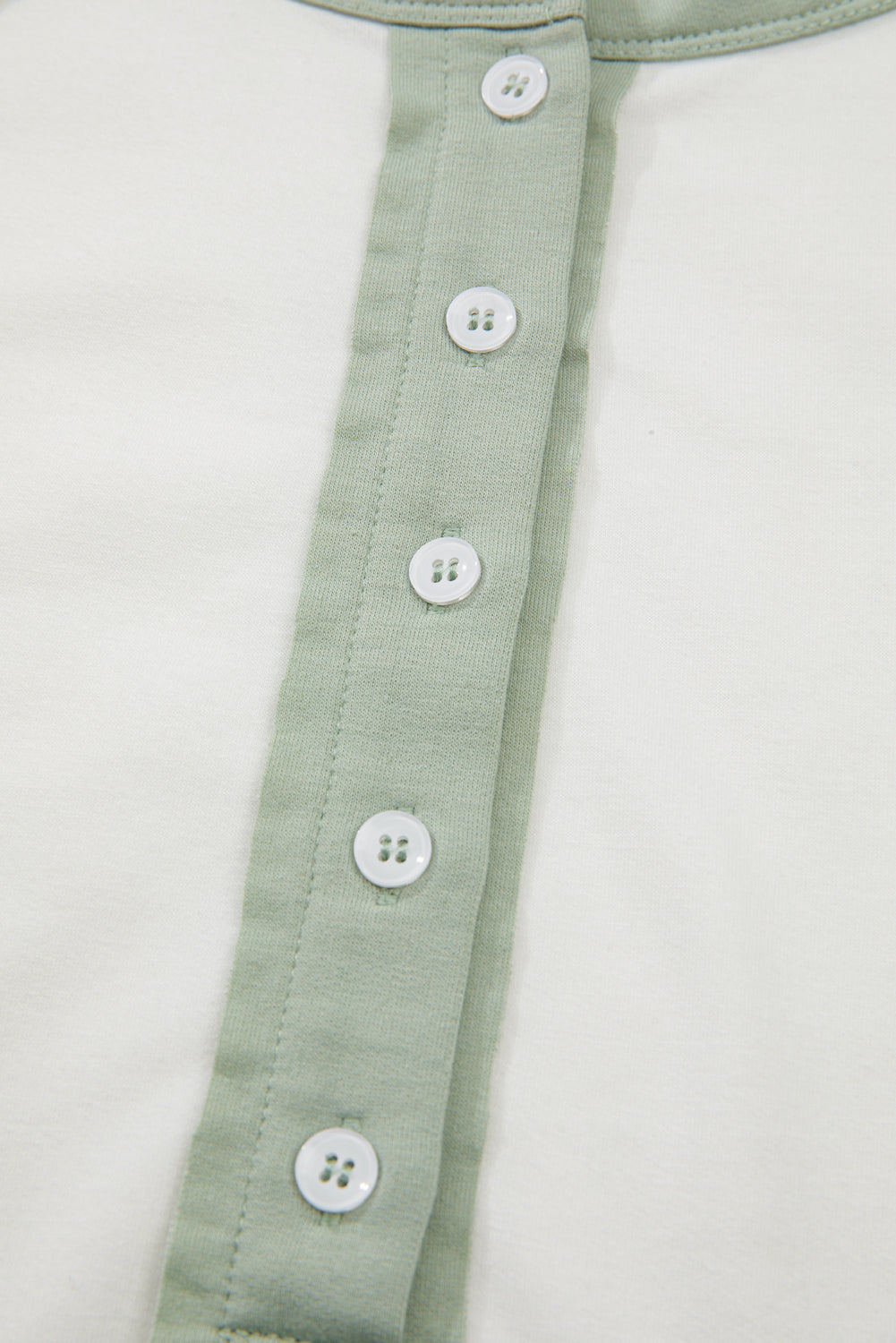 Clearly Aqua Colorblock Raglan Short Sleeve Half Buttons High Low T Shirt