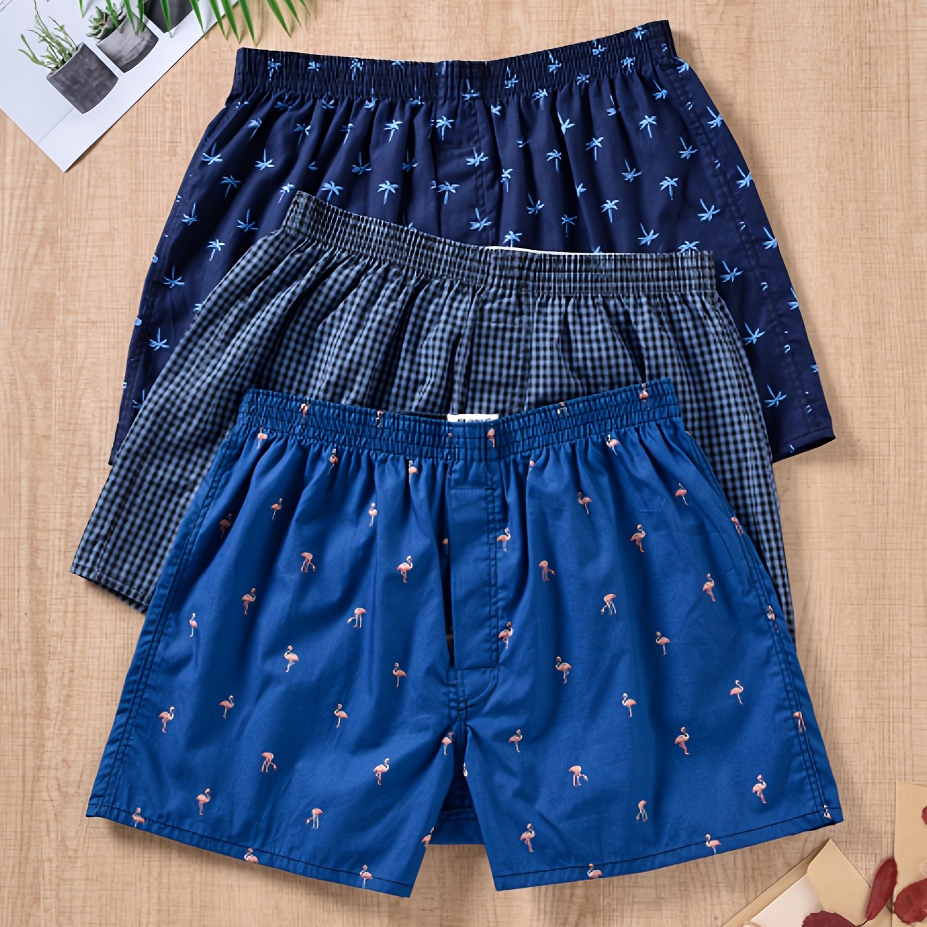 3pcs Men's Vibrant Multicolor Arrow Print Loose-Fit Boxer Shorts - Breathable 100% Cotton Fabric, Ultra-Comfortable, Soft, and Durable Underwear Briefs for Everyday Wear