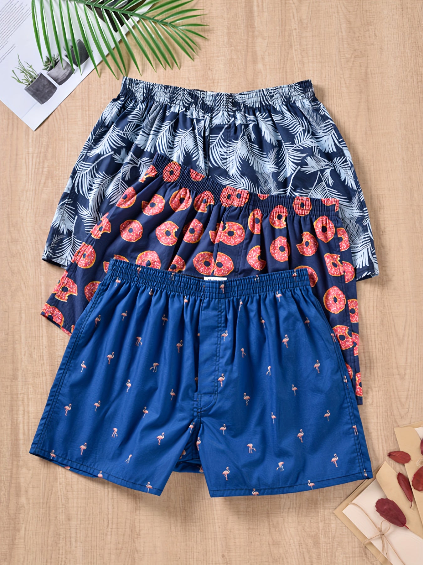 3pcs Men's Vibrant Multicolor Arrow Print Loose-Fit Boxer Shorts - Breathable 100% Cotton Fabric, Ultra-Comfortable, Soft, and Durable Underwear Briefs for Everyday Wear