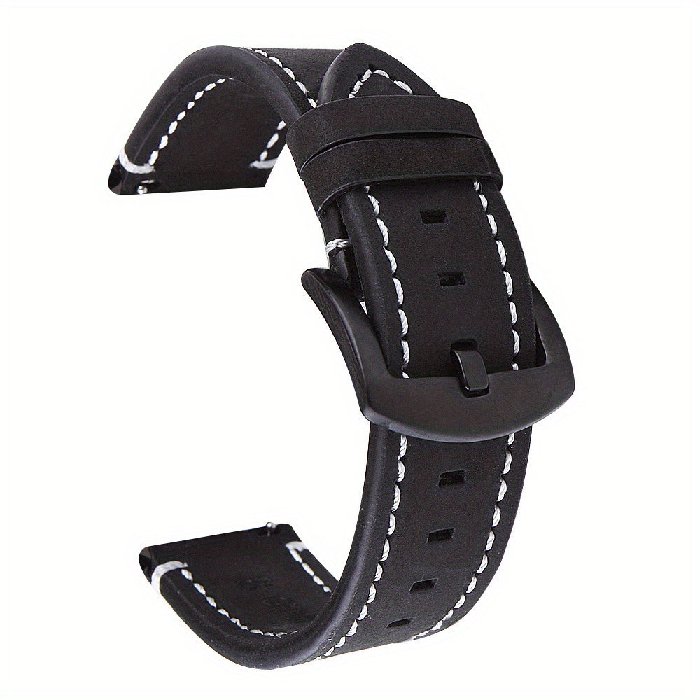 Leather Watch Band, Quick Release Strap, Retro Top Layer Cow Leather, Switch Spring Bar, 20mm, 22mm, 24mm Black Buckle, Ideal Choice For Gifts