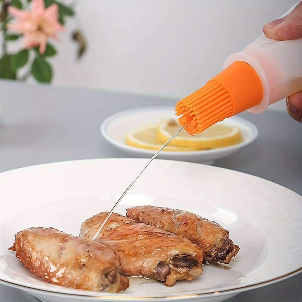 1pc Multi-Use Silicone Oil Brush and Dispenser - Easy-to-Clean, Leakproof, for Grilling, Baking & BBQ