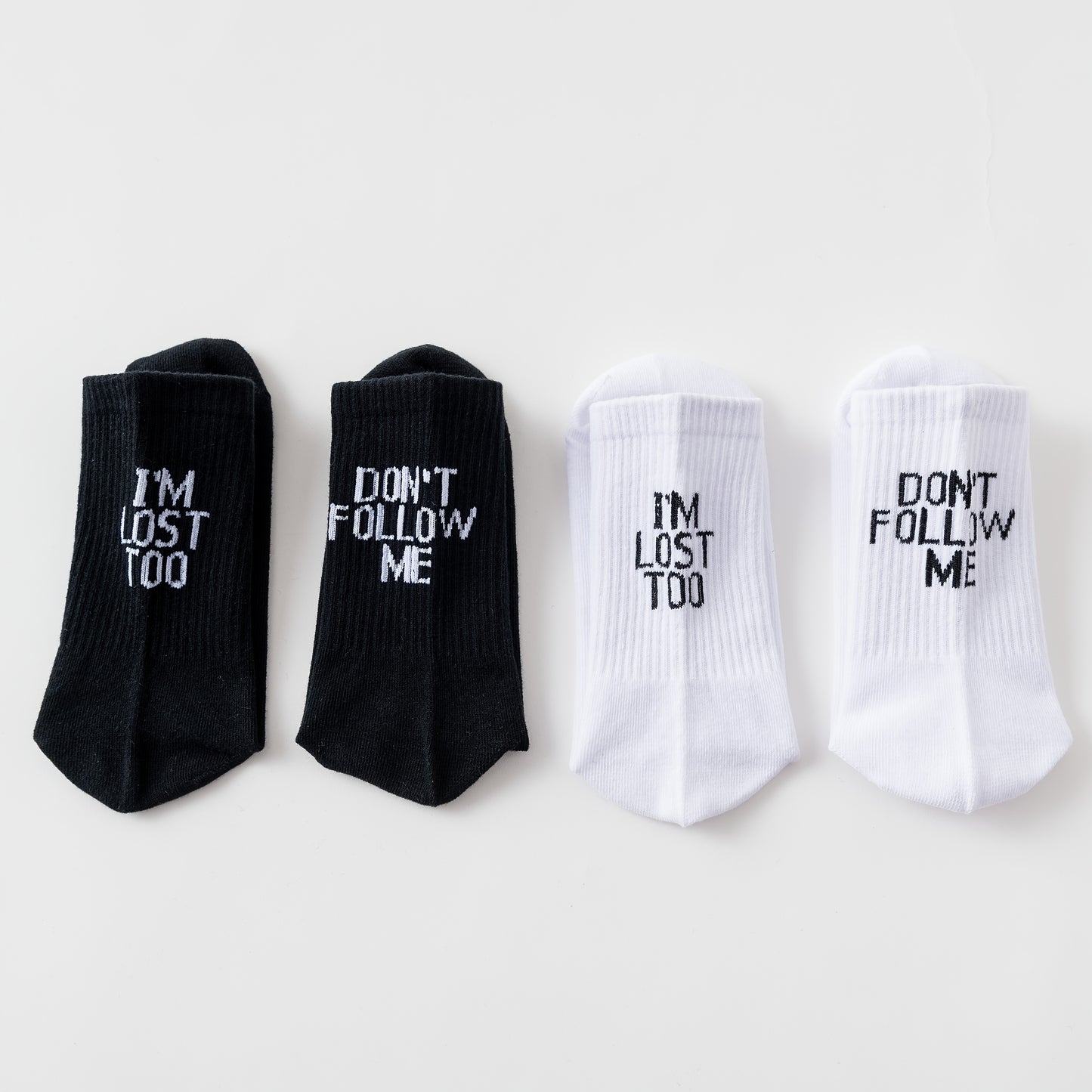 1/3/5 Pairs Autumn Winter Men Funny Humor Word Printed Socks Creative Hip Hop Street Skateboard Unisex Crew Happy Sock