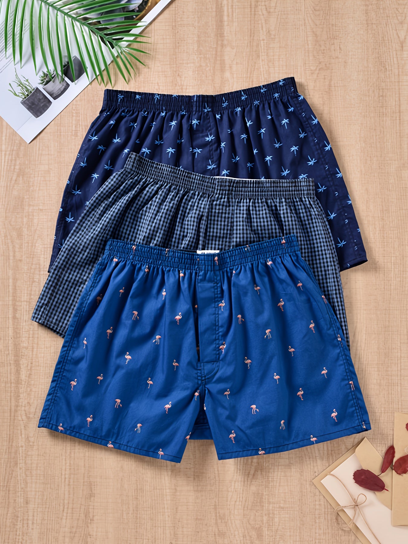 3pcs Men's Vibrant Multicolor Arrow Print Loose-Fit Boxer Shorts - Breathable 100% Cotton Fabric, Ultra-Comfortable, Soft, and Durable Underwear Briefs for Everyday Wear