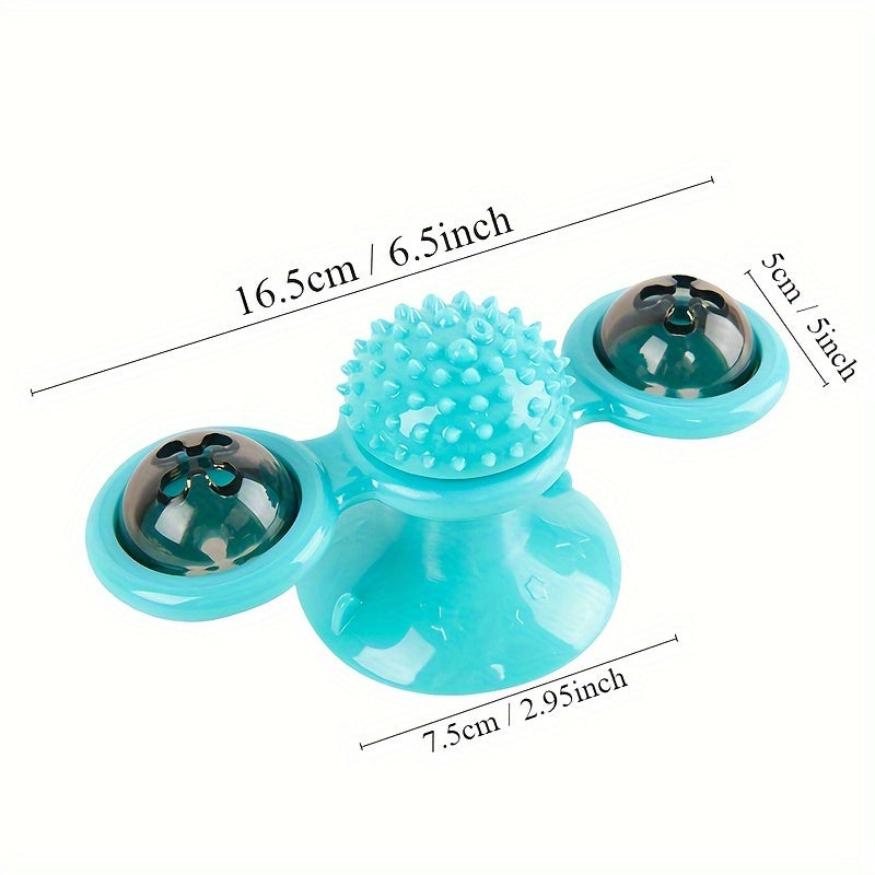 1pc Interactive Cat Toy, Windmill Turntable Teaser, Soft Plastic Rotating Plaything For Scratching And Grooming, Durable Puzzle Toys For Cats And Dogs