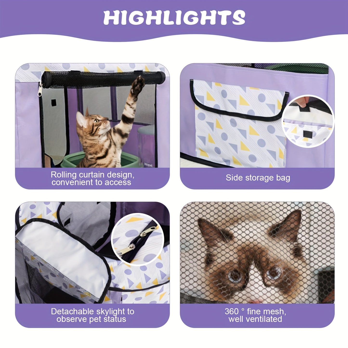 Pet Playpen For Large Dogs, Dog Playpen For Medium Large Dogs/Puppy/Cat/Rabbit/Chick Wit, Cat Playpen Puppy Kitten Playpen Portable Dog Exercise Kennel Indoor Pet Animal Playpen Dog Cat Crate For Outdoor Travel Camping, With