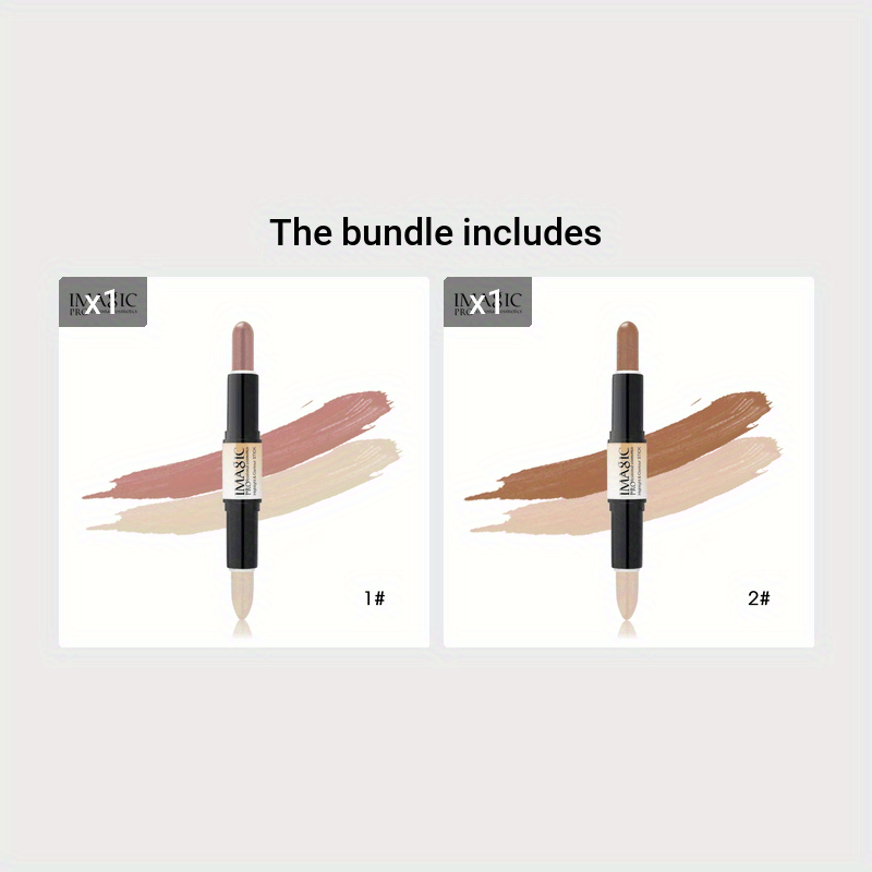 IMAN OF MAGIC Dual-Ended Concealer & Contour Stick - Waterproof, Natural Finish for All Skin Tones | Highlights & Conceals Blemishes, Dark Circles, Shadows Nose & Cheeks | Versatile Makeup Stick with Pink & Brown Shades