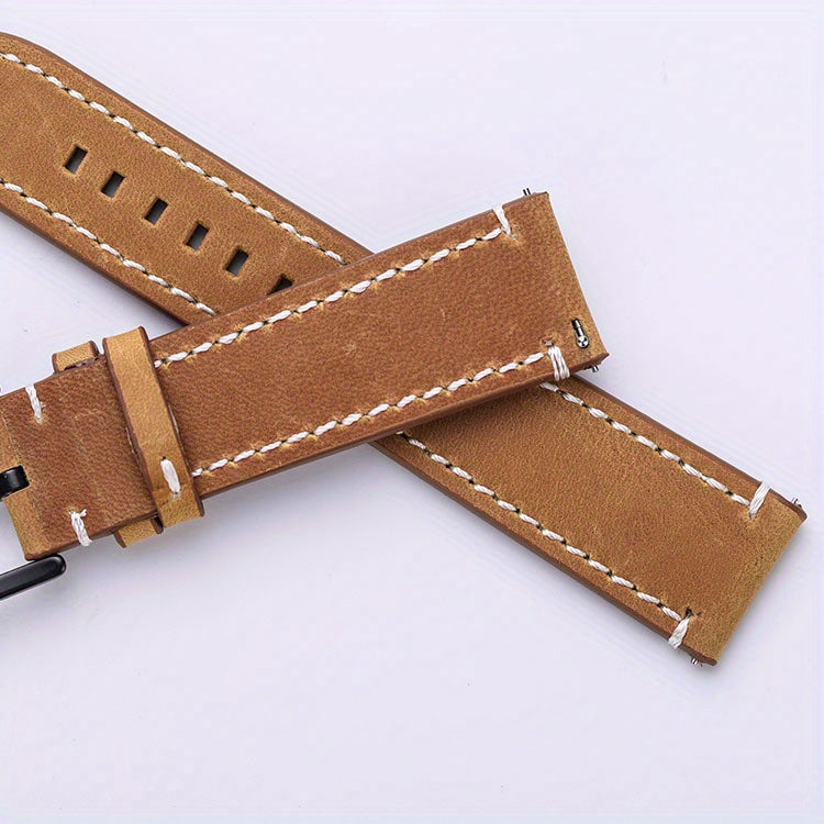 Leather Watch Band, Quick Release Strap, Retro Top Layer Cow Leather, Switch Spring Bar, 20mm, 22mm, 24mm Black Buckle, Ideal Choice For Gifts
