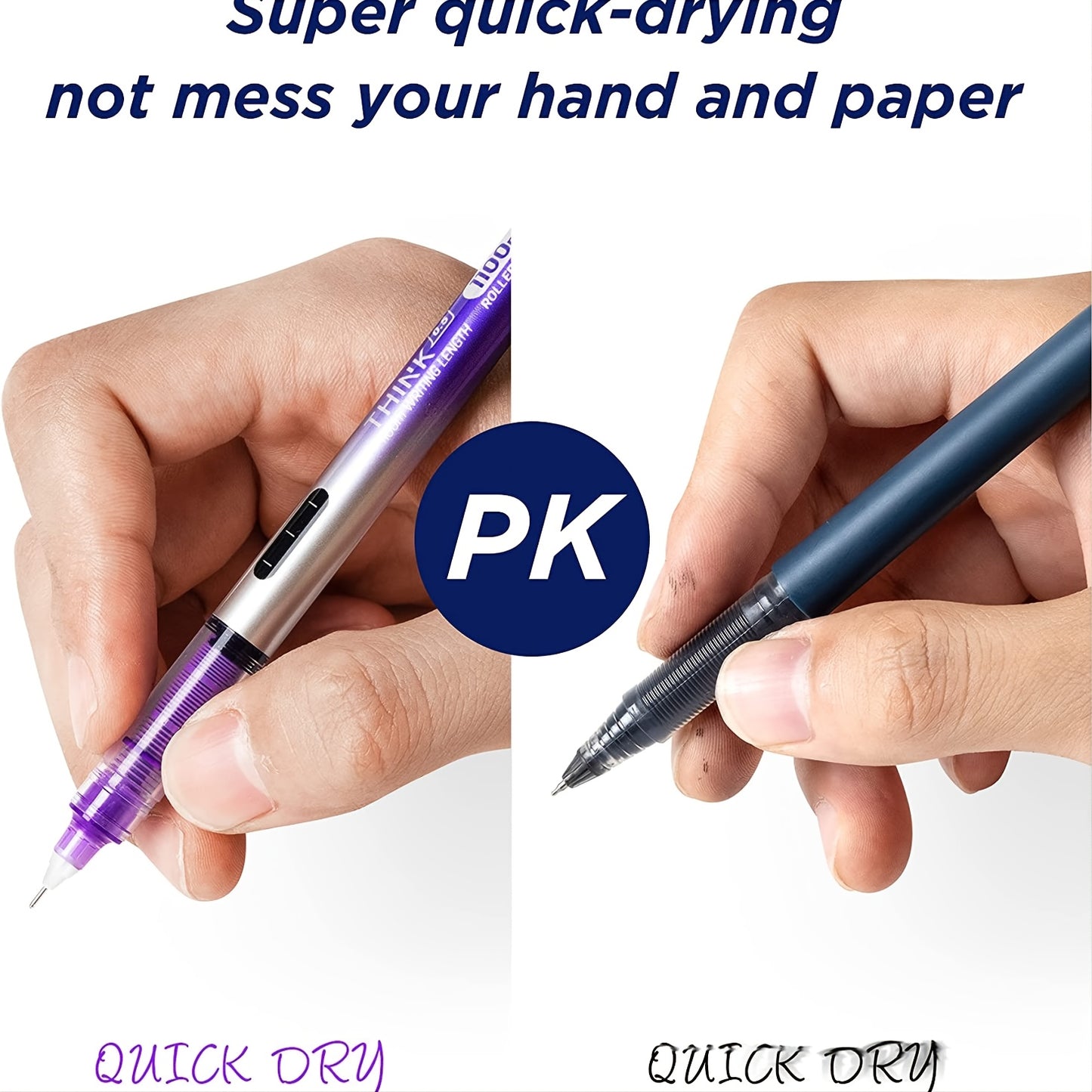 Deli 8 Pieces Rolling Ball Pens, Quick-Drying Ink 0.5 mm Extra Fine Point Pens Liquid Ink Pen Rollerball Pens Multicolor