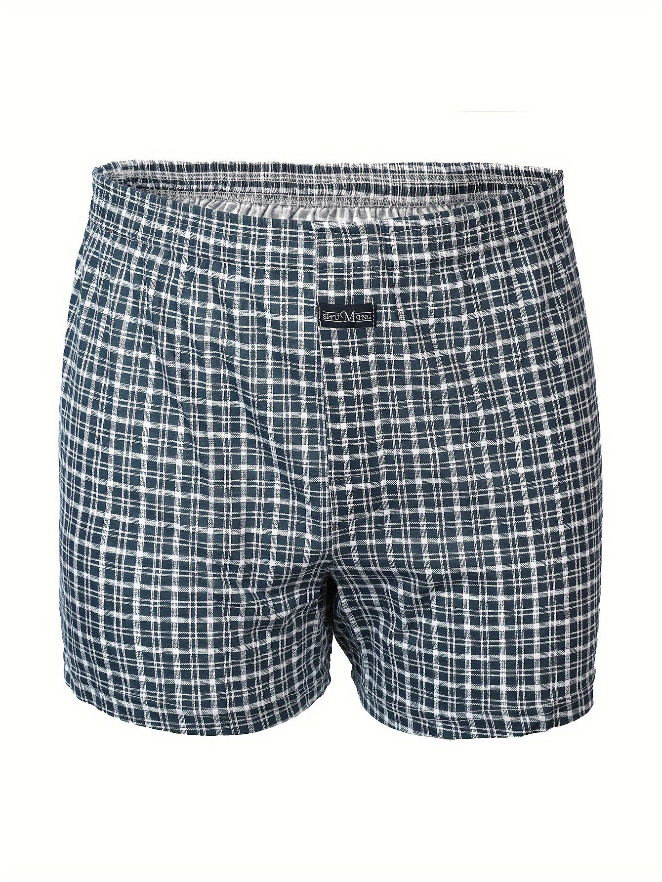 Premium Cotton Men's Plaid Boxers - High-Waist, Button Detail, Comfort Stretch, Easy Care, Casual & Stylish