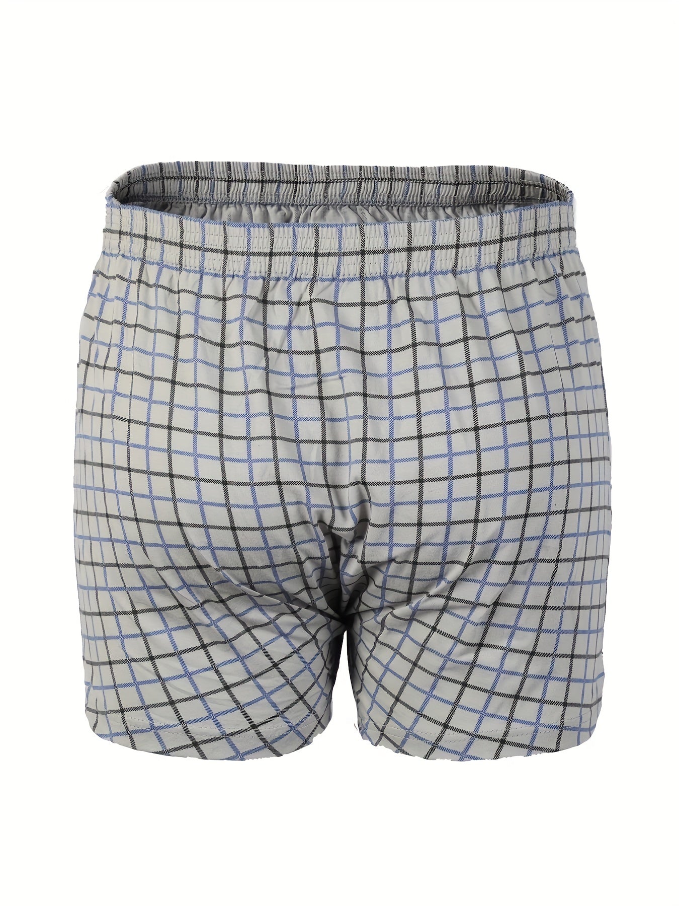 Premium Cotton Men's Plaid Boxers - High-Waist, Button Detail, Comfort Stretch, Easy Care, Casual & Stylish