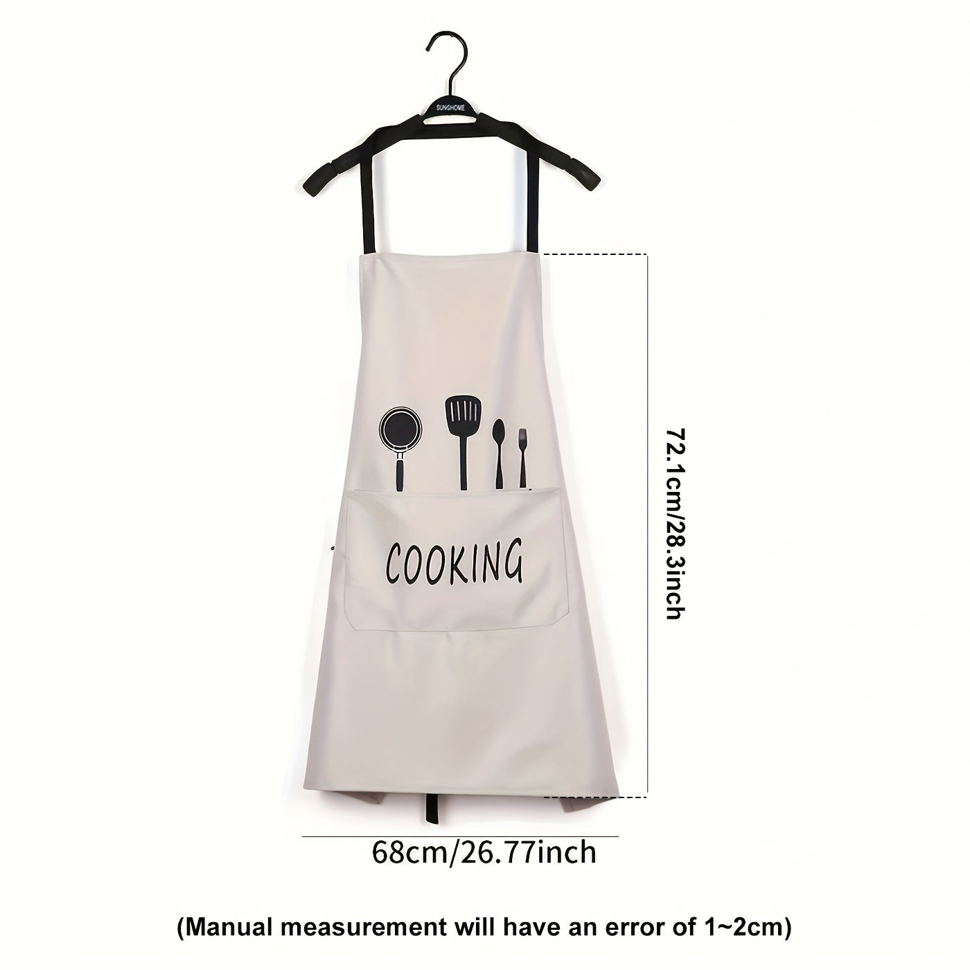 1pc Waterproof And Oil-proof Apron With Pockets - Hand Wipeable Apron For Women And Men - 27.5in X 26.8in - Stay Clean And Protected While Cooking