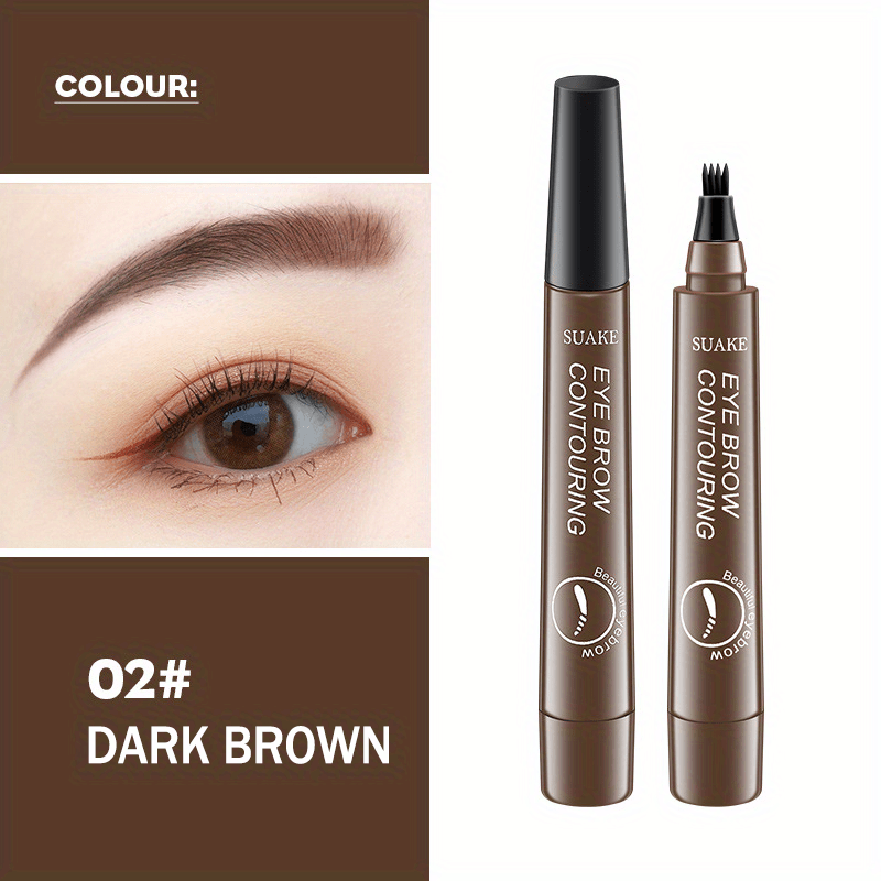 Waterproof Eyebrow Pen, Microblading Eyebrow Pencil With 4 Split Head, Natural Looking Brows Makeup ( 5 Colors )