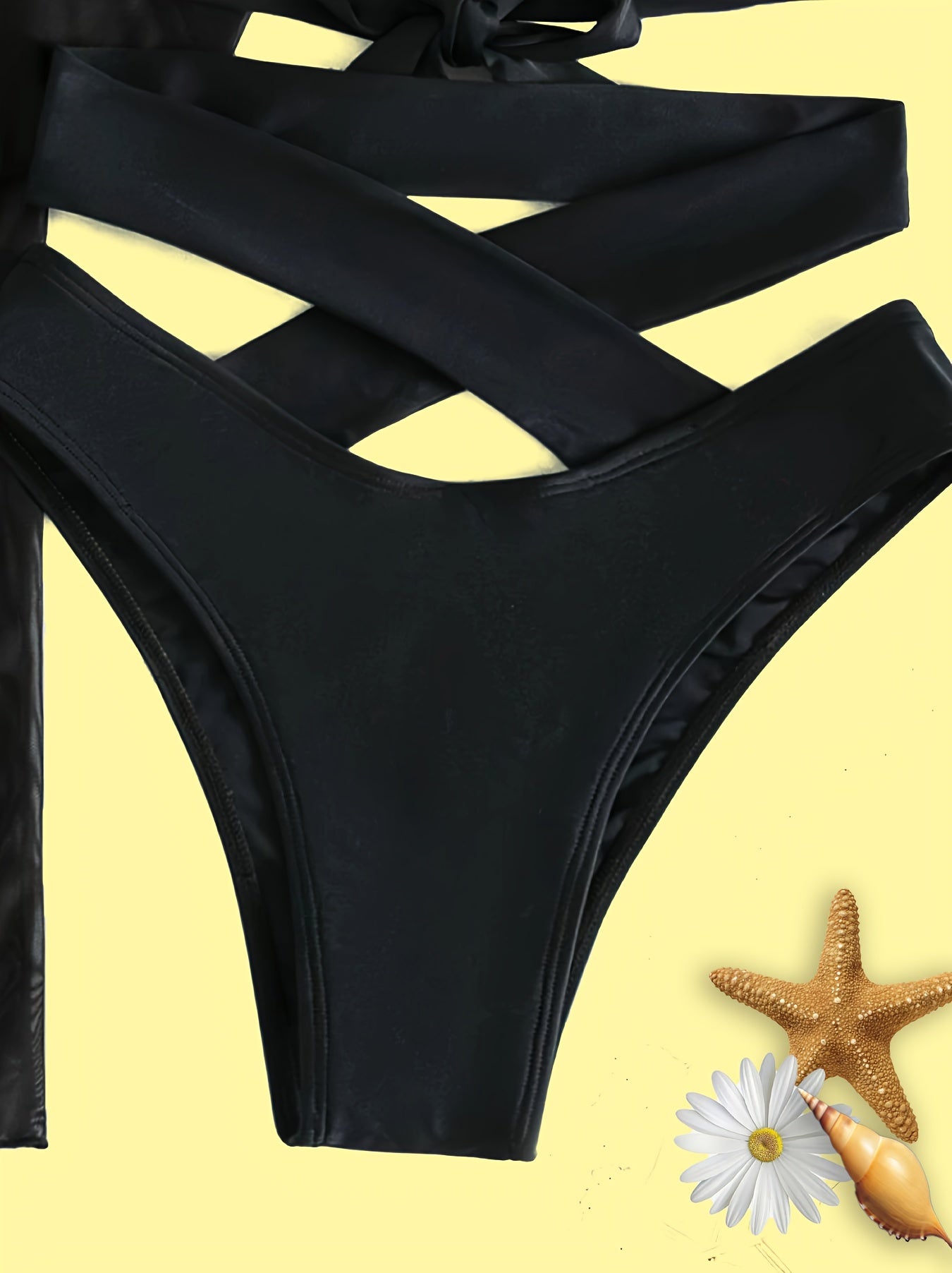 3-Piece Womens Sheer Black Long Sleeve Bikini Cover Up Set - High Stretch, Cross Strap, Cut-Out High Waist, Machine Washable, Knit Fabric, Solid Color, No Printing - Perfect Summer Fashion for Beachwear, Poolside Apparel