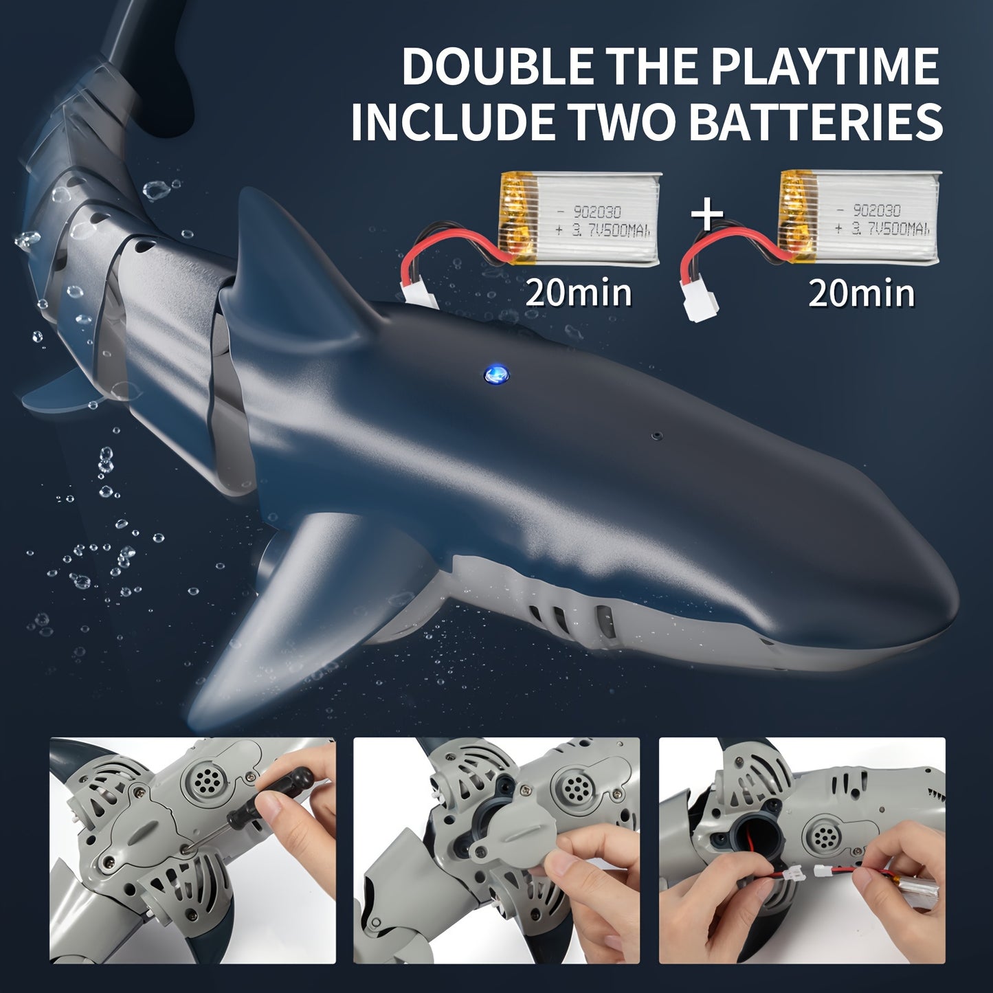 BABYHOME TEMI Remote Control Shark 1:18 High Simulation Scale Fish With Light & Spray Water For Lake Bathroom Pool Toys For Kids Boys Halloween Christmas Birthday Gift