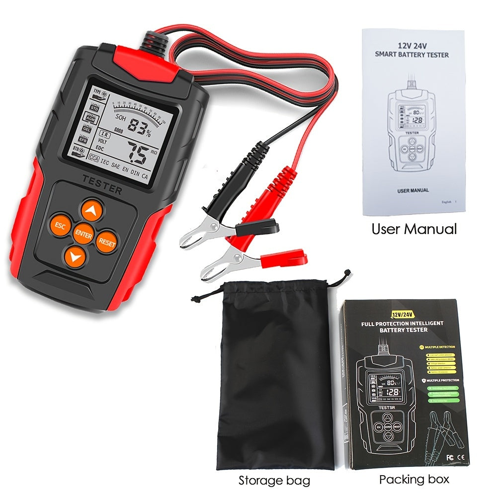 12v & 24v Battery Tester, Battery Analyzer Test Tool Digital Tester For Wet/GEL/SLA/Flooded/EFB/Lead-Acid/AGM