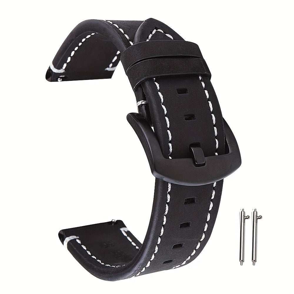 Leather Watch Band, Quick Release Strap, Retro Top Layer Cow Leather, Switch Spring Bar, 20mm, 22mm, 24mm Black Buckle, Ideal Choice For Gifts