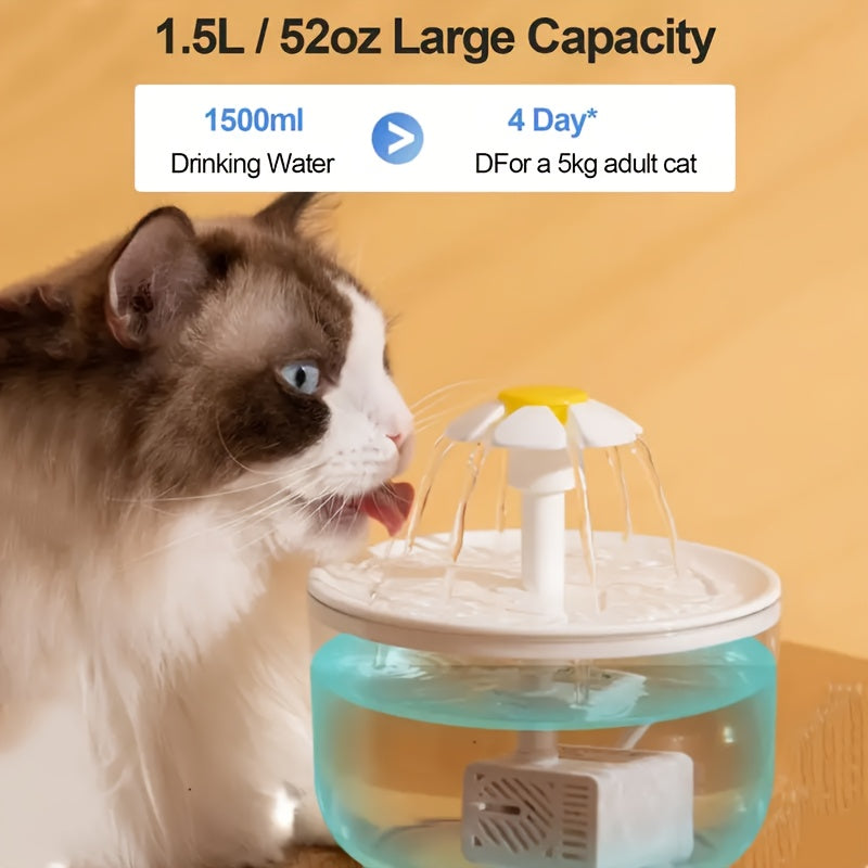 Whisper-Quiet Pet Fountain - Fountains with Automatic Recirculating System, USB Powered, 5V Low Voltage Operation, Food Grade PP Material, No Batteries Required for Cats and Dogs
