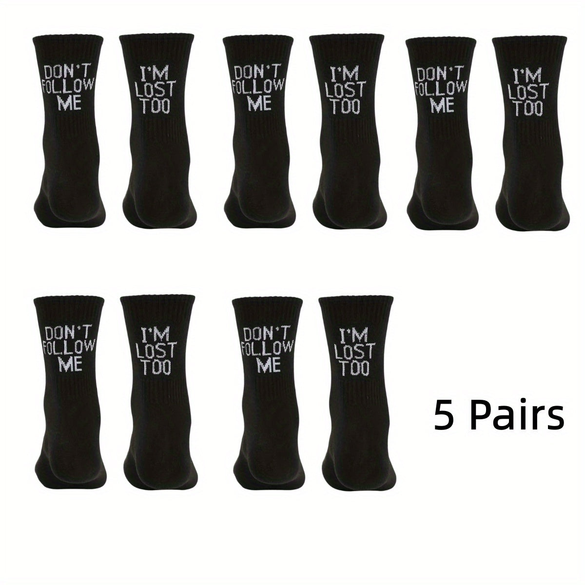 1/3/5 Pairs Autumn Winter Men Funny Humor Word Printed Socks Creative Hip Hop Street Skateboard Unisex Crew Happy Sock