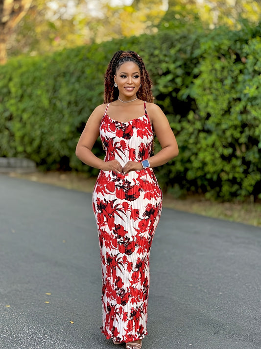 Tie Dye Print Pleated Dress, Summer Spaghetti Strap Bodycon Dress, Women's Clothing