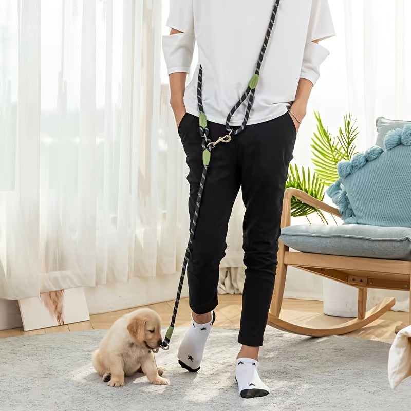 Reflective Hands-Free Dog Leash For Hiking, Walking, And Running - Adjustable Waist And Crossbody Rope For Small And Large Dogs - Bungee Leash For Shock Absorption And Comfort
