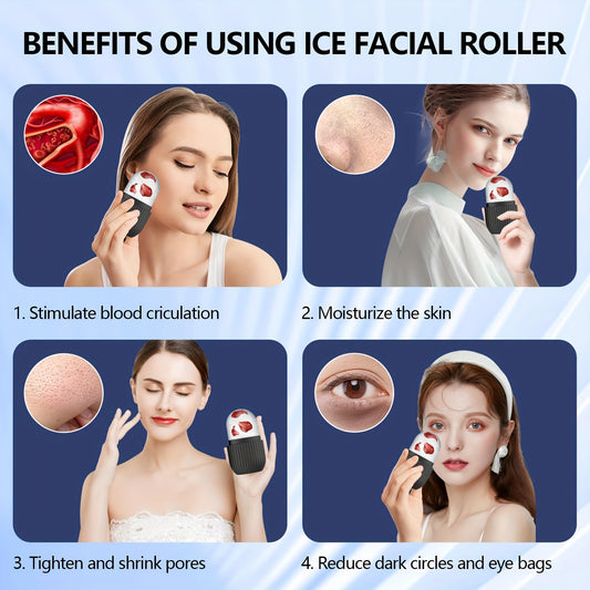 Battery-Free Silicone Ice Facial Roller for Various Skin Conditions - No Fragrance