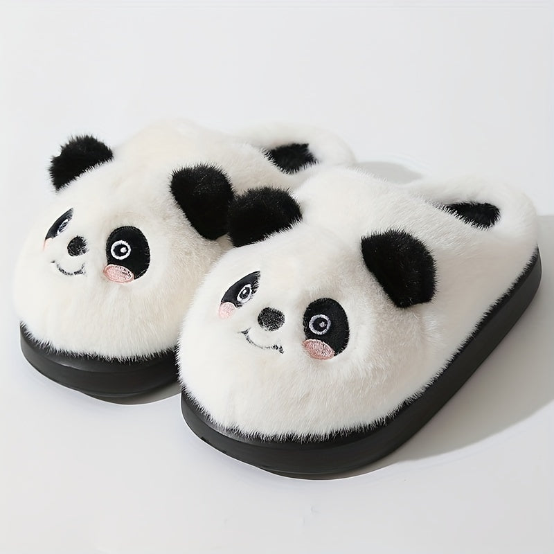 Winter New Cartoon Panda Cute Plush Slippers For Women's Indoor Home, Warm And Comfortable, Anti Slip Soft Slippers