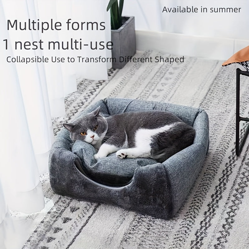 1pc Cozy Semi-enclosed Cat Bed - Dogs Pet Tent Cave For Comfortable Sleeping And Nesting