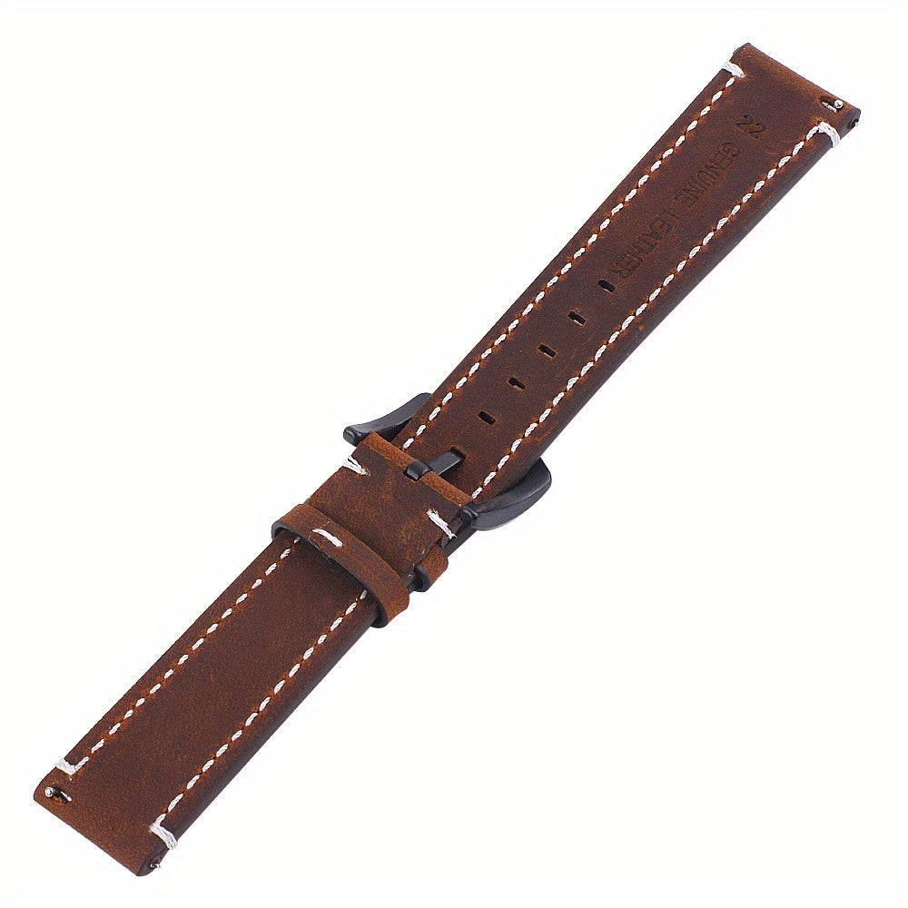 Leather Watch Band, Quick Release Strap, Retro Top Layer Cow Leather, Switch Spring Bar, 20mm, 22mm, 24mm Black Buckle, Ideal Choice For Gifts