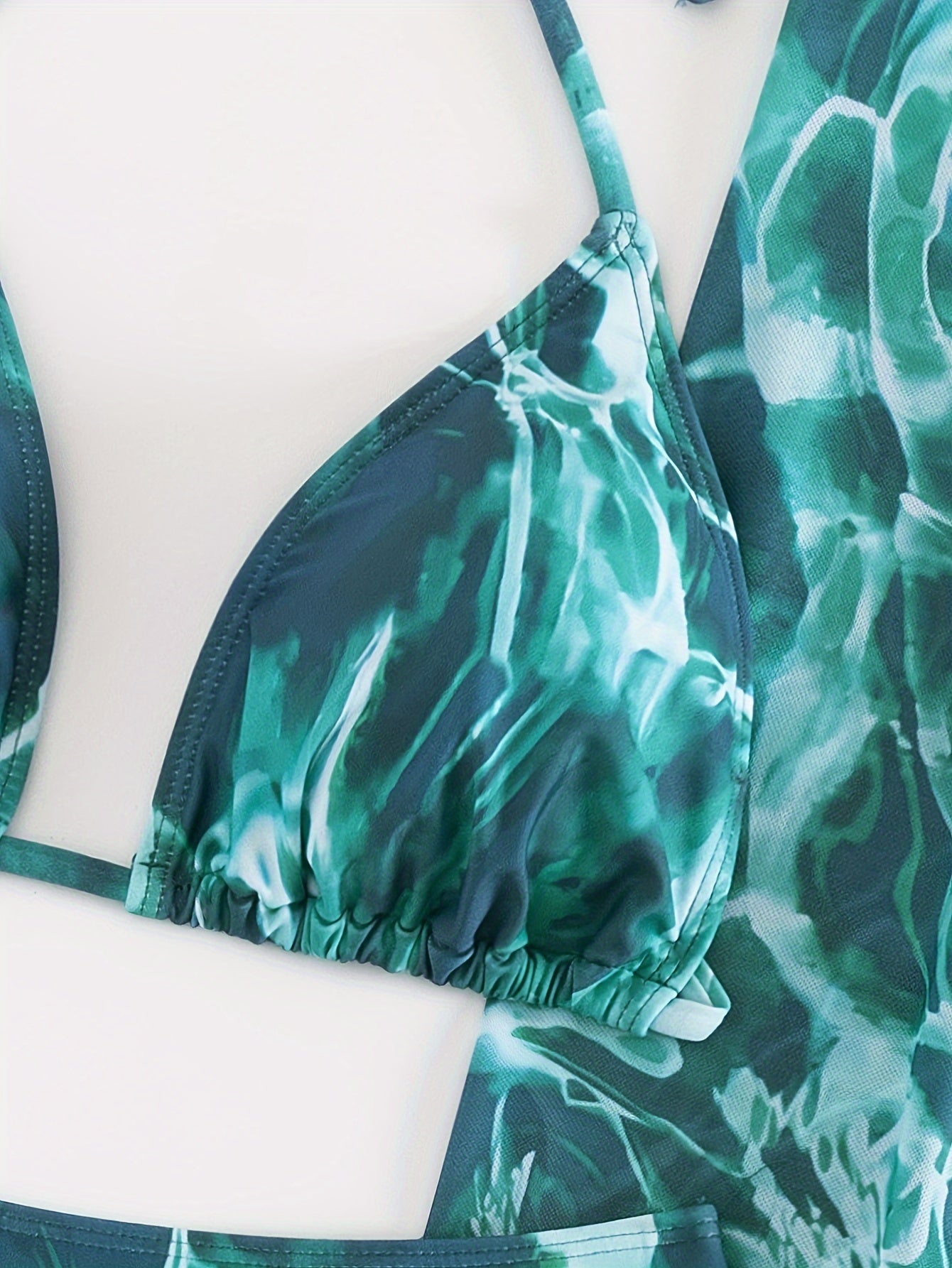 Women's Tie-Dye Bikini Set With Triangle Top, High Cut Bottoms, And Cover-Up Skirt Three-Piece Swimsuit