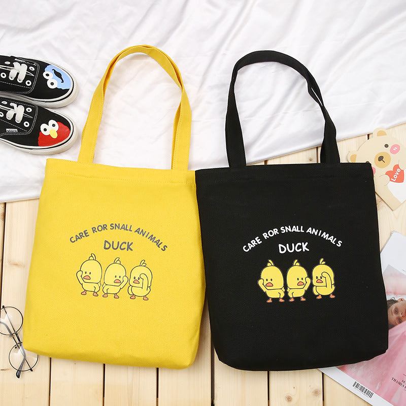 New Korean Version Of Student Canvas Bag Fashion Simple Cartoon Printing Tote Bag Large Capacity Shoulder Bag