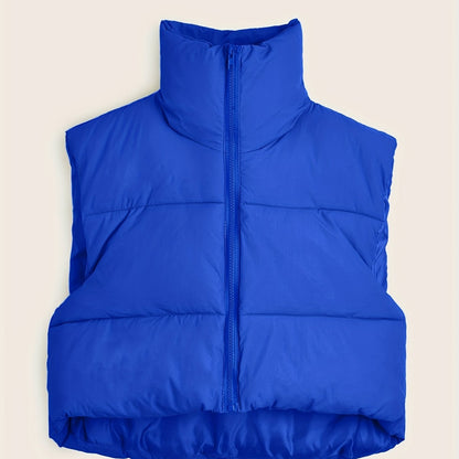 Women'S Sleeveless Vest - Vibrant Pink Slim-Fit Alternative Coat with Drawstring Hood, Zipper Front & Pockets for Fall/Winter Casual Wear, Casual Winter Wear | High Neckline Vest | Zippered Jacket