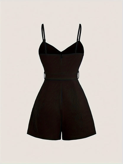 Elegant Bowknot Romper with Tie Waist - Chic Solid Color, V-Neck, Sleeveless Jumpsuit for Women - Perfect for Vacation, Parties & Casual Outfits, Vacation Dress | Bowknot Design | Twist Detail, Bowknot Jumpsuit