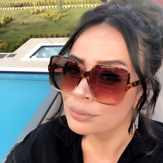 Fashion Women Oversize Sunglasses Gradient Lens Plastic Big Frame For Driving Travel