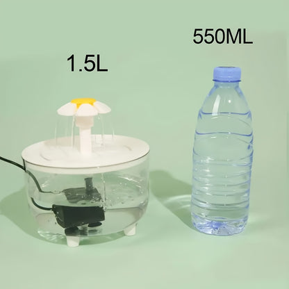 Whisper-Quiet Pet Fountain - Fountains with Automatic Recirculating System, USB Powered, 5V Low Voltage Operation, Food Grade PP Material, No Batteries Required for Cats and Dogs