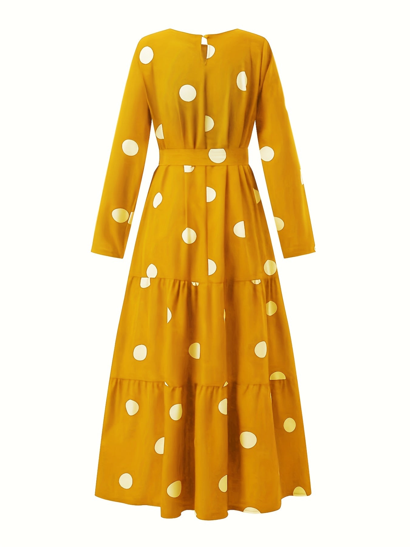 2023 New Women's Elegant Red & White Polka Dot Arabic Abaya Dress - Long Sleeve Round Neck with Adjustable Waist Tie, Machine Washable Lightweight Modest Cover for Spring Summer Fall, Abaya for Summer, Cultural Attire, Season